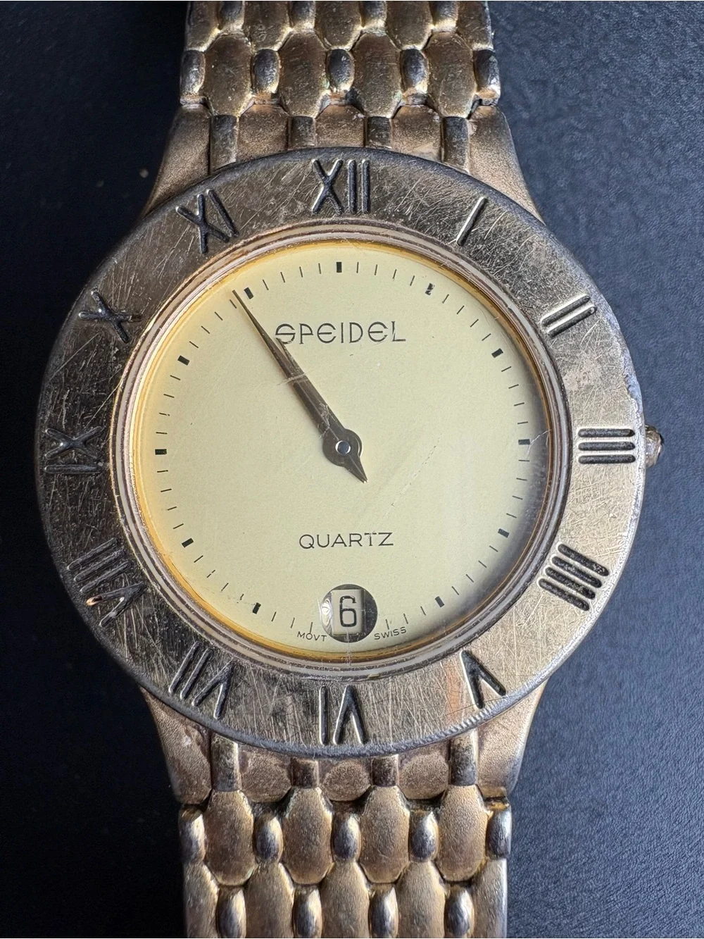 Speidel Gold-Tone Bracelet Quartz Watch with Roman Numerals